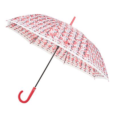 Parapluie long femme à ouverture automatique - Imprimé fleurs - Rouge