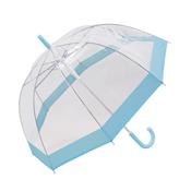 Parapluie droit ouverture automatique - Transparent avec bordure bleu pastel