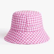 Chapeau imperméable pliable et réversible avec sac de rangement - Avec protection solaire UVP50+ - Matière recyclée - Rose Vichy - Taille Unique