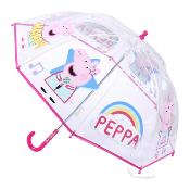 Parapluie enfant transparent -  Parapluie fille - Poignée rose - Peppa Pig