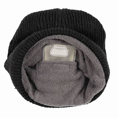 Bonnet chauffant avec système de chauffage intégré et poche intérieure chauffe-mains - Unisexe - Noir