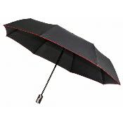 Parapluie pliant unisexe - Ouverture et fermeture automatiques - Résistant au vent - Noir avec bordure rouge