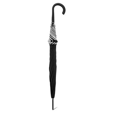 Parapluie en forme de pétale pour femme - Toile tournesol - Ouverture automatique - Noir avec bordure blanche