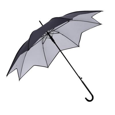 Parapluie+long+automatique+pour+femme+-+Toile+forme+petale+-+Noir