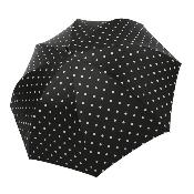 Grand Parapluie automatique pour femme - Noir à pois blancs