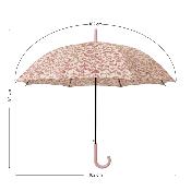 Parapluie long pour femme - Ouverture automatique - Feuilles roses