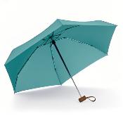 Mini parapluie pliant - Parapluie cinq volets - Protection UV - Léger et compact - Manche oblat en bois avec housse en tissu - Turquoise serein