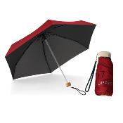 Mini parapluie pliant pour femme - Parapluie plat cinq plis - Ultra léger et compact - Protection UV - Rouge