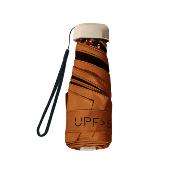 Mini parapluie pliant pour femme - Parapluie plat cinq plis - Ultra léger et compact - Protection UV - Orange