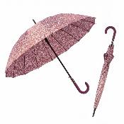 Parapluie Long pour Femme - Système d'ouverture Automatique - 16 Baleines en Fibre de Verre - Grande Protection de 105 cm - Résistant au vent - Rose Pale