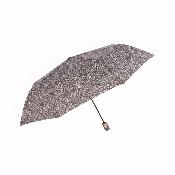 Parapluie Pliant pour Femme - Système d'ouverture Automatique - 8 Baleines en Fibre de Verre - Parapluie Pliant à Trois Volet - Résistant au vent - Poignée en Bois - Gris Anthracite