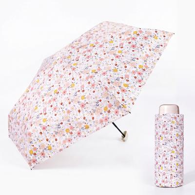 Mini Parapluie de Poche pour Femmes - Parapluie Plat Ultra Léger et Ultra Compact - Fleur Pastel