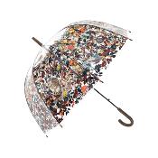 Parapluie cloche transparent femme - Résistant au vent - Ouverture automatique - Fleurs tropicales
