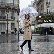 Parapluie Transparent pour Femme - Système d'ouverture automatique - Resistant au Vent - Hortensia
