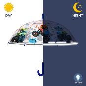 Parapluie transparent cloche pour enfant - Bordure réfléchissante pour une meilleure visibilité la nuit - Parapluie garçon - Camions