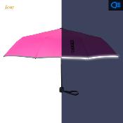 Mini parapluie pliant pour enfants - Bordure réfléchissante pour une visibilité optimale la nuit - Rose fluo
