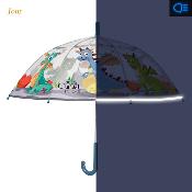 Parapluie transparent pour enfants - Bordure réfléchissante pour une visibilité optimale la nuit - Parapluie garçon - Dragons
