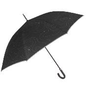 Parapluie long GOLF pour femme et Homme  - Ouverture automatique - Large protection 120 cm - Noir avec bordure refléchissante