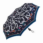Mini parapluie pliant - Ouverture et fermeture automatiques - Poignée à molette - Résistant au vent - Bleu foncé