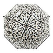 Parapluie cage à oiseaux transparent - Système d'ouverture automatique - Poignée en plastique cristallisé - Motif léopard