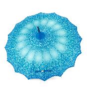 Parapluie long pour femme - Parapluie pagode - Bord festonné bleu sarcelle