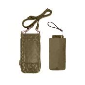 Ultra mini parapluie pliant pour femmes - Slim et léger - Résistant au vent - Avec protection UV - Avec sac smartphone assorti - Kaki