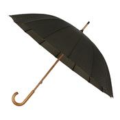 Parapluie de golf de luxe - 16 baleines - Résistant au vent - Mât et poignée en bois - Noir avec carreaux - reduced