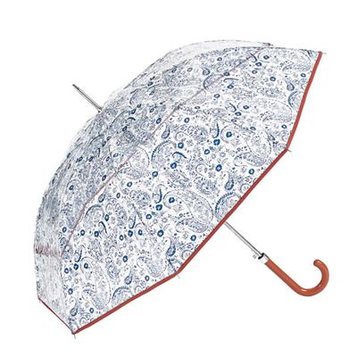 Parapluie transparent femme - Ouverture automatique - Résistant au vent - Motifs Paisley bleu