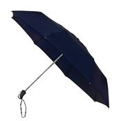 Parapluie pliant résistant au vent - Ouverture et fermeture automatiques - Bleu marine avec poignée couleur aluminium - Fourni avec housse