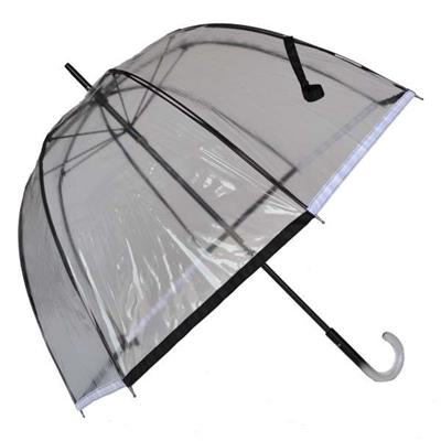 Parapluie droit - cloche transparent - bordure blanche