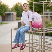 Sac à dos scolaire Annox NextGen - 30 x 19 x 46 cm - 26 L - Rose/Blanc