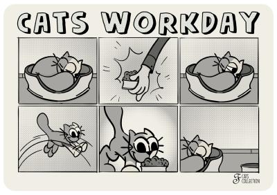 Ferribiella – Tapis pour Bols pour Chats – Protection du Sol et Repas Propres – Taille Standard – 43 x 30 cm – Noir / Blanc