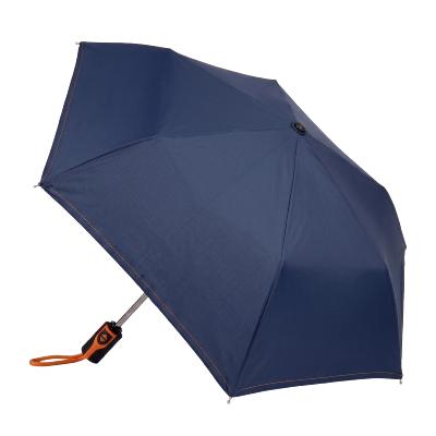 Parapluie pliant unisexe - Ouverture et fermeture automatiques - Bleu avec poignée accent orange