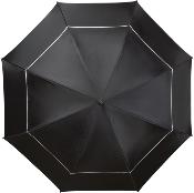 Parapluie tempête aérodynamique et réfléchissant - Double auvent - Résiste au vents de 100km/h -  Bordure réflechissante pour être visible la nuit- Noir