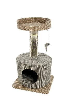 Ferribiella – Arbre à Chat Élégante pour Chat Offrant Confort, Jeu et Griffoir – Taille S – 40 x 40 x 72 cm – Gris