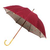Grand parapluie pour femme - Canopée double couche - Mât en bois - Motifs triangulaires - Rouge