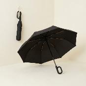 Parapluie Pliant pour Femme et Homme - 10 Baleines en Fibre de verre - Système d'ouverture Automatique - Résistant au vent - Poignée à Boucle - Noir