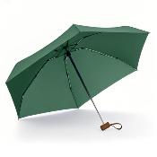 Mini parapluie pliant - Parapluie cinq volets - Protection UV - Léger et compact - Manche oblat en bois avec housse en tissu - Vert prune