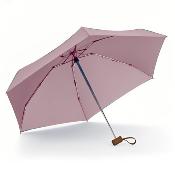Mini parapluie pliant - Parapluie cinq volets - Protection UV - Léger et compact - Manche oblat en bois avec housse en tissu - Rose pâle