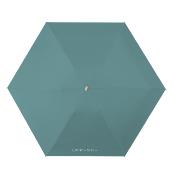 Mini parapluie pliant - Parapluie cinq volets - Protection UV - Léger et compact - Manche oblat en bois avec housse en tissu - Turquoise serein