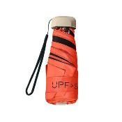 Mini parapluie pliant pour femme - Parapluie plat cinq plis - Ultra léger et compact - Protection UV - Saumon