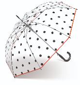 Parapluie cloche transparente pour femme - Pois noirs et bordure rouge