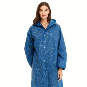 Imperméable pour homme et femme – Léger, respirant et compact – Bleu avec imprimé étoiles