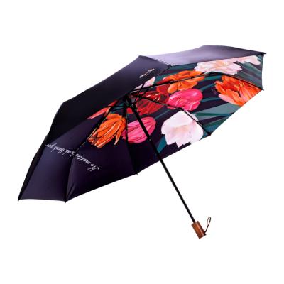 Parapluie pliant - ultra compact - fleurs, avec housse assortie