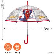 Parapluie enfant transparent -  Parapluie garcon - Poignée rouge - Spiderman
