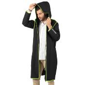 Imperméable - Bandes réfléchissantes au dos - Taille M (165-180CM) - Noir avec passepoil vert citron