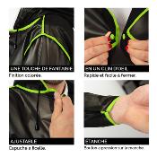 Imperméable - Bandes réfléchissantes au dos - Taille M (165-180CM) - Noir avec passepoil vert citron
