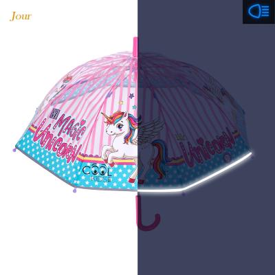 Parapluie transparent pour enfant - Bordure réfléchissante pour une visibilité optimale la nuit - Parapluie pour fille - Licorne