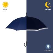 Parapluie long pour femme - Ouverture automatique - Protection Extra Large 120 cm - Bordure réfléchissante - Bleus