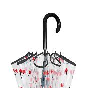 Parapluie cloche transparent pour femme - Système d'ouverture automatique - Cerises